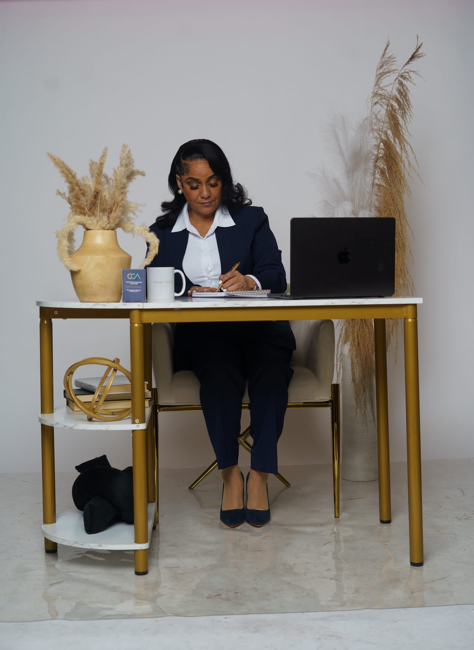 Lashanda Carter working at her desk